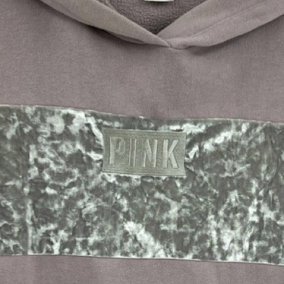 Pink Victorias Secret Hoodie Sweatshirt Purple Burnt Velvet Lace Up Sleeve SZ M - Picture 3 of 10
